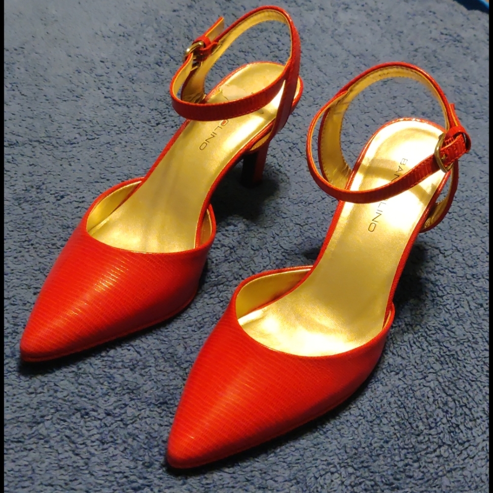 Almost NEW Red Stappy Heels (Pointy Toe)